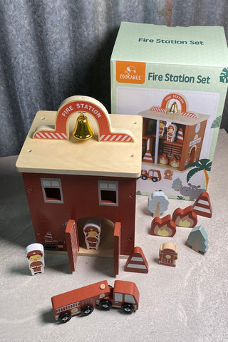 Wooden Fire Station Set