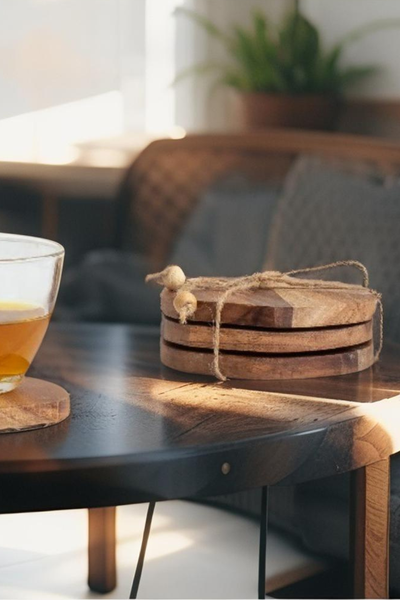 S/4 Mango Wood Coasters
