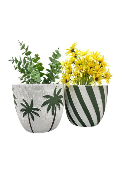 Palm/Stripe Planter