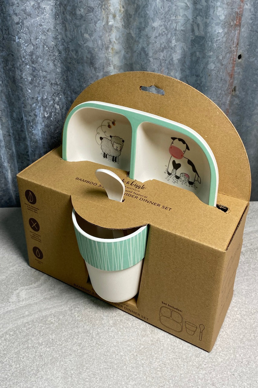 3/P Bamboo Farm Fun Plate Set
