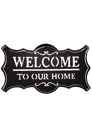 Black Welcome Sign