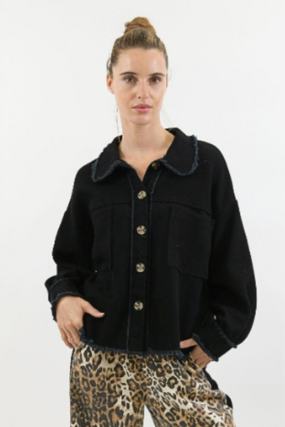 Cropped Waffle Shacket