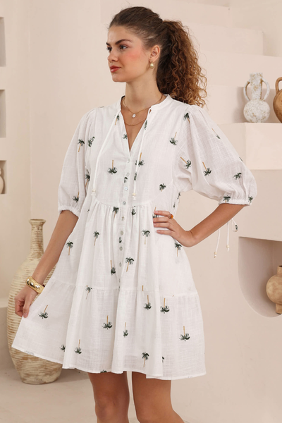 Green Palm Babydoll Dress
