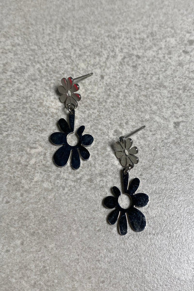 Dual Flower Drop Earrings