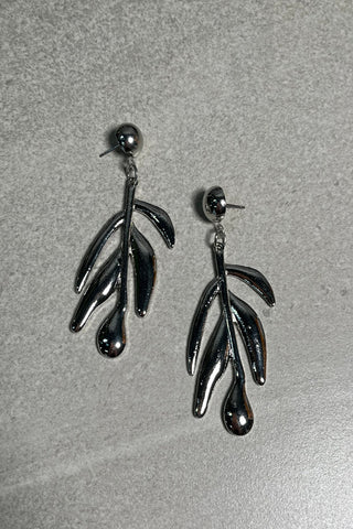 Rhodium Leaf Earrings