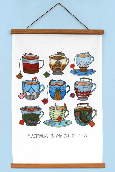 Aussie Teacup Tea Towel