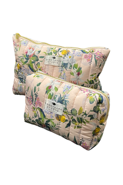 Pink Floral Cosmetic Bag