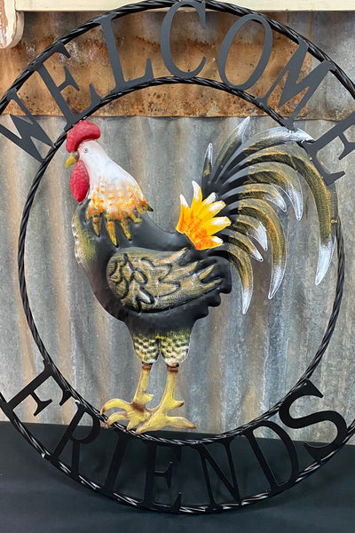 Welcome Friends Rooster Wall Art