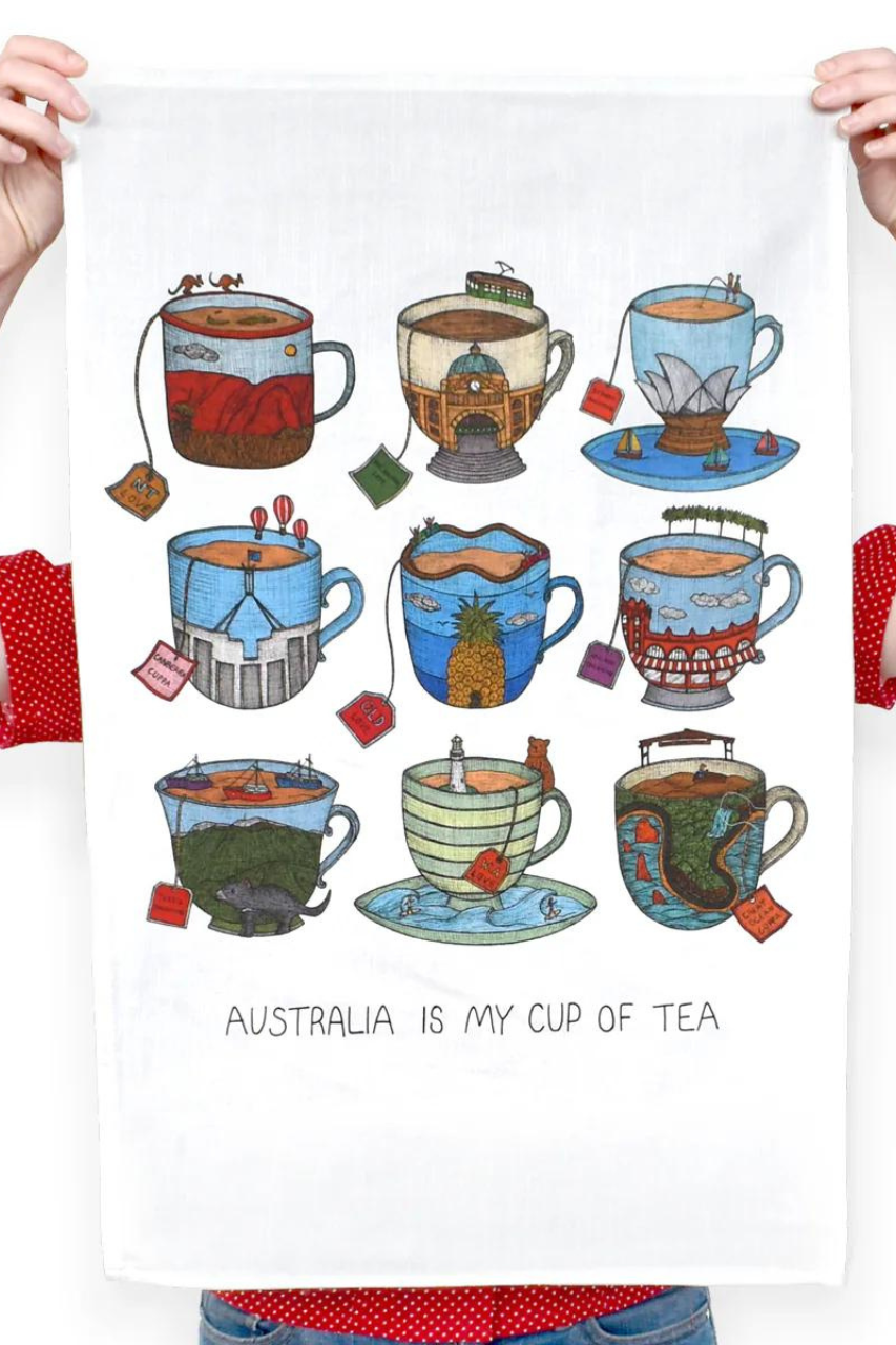 Aussie Teacup Tea Towel