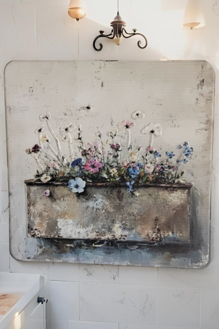 Pressed Metal Flower Scene