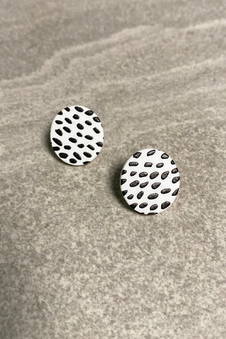 White Cheetah Disc Earrings