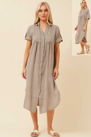 Miley Linen Shirt Dress