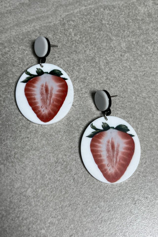 White Strawberry Earrings