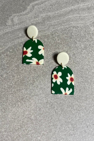 Green Daisy Earrings