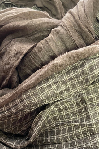 Olive Check Lined Scarf