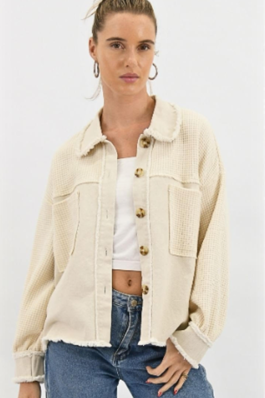 Cropped Waffle Shacket