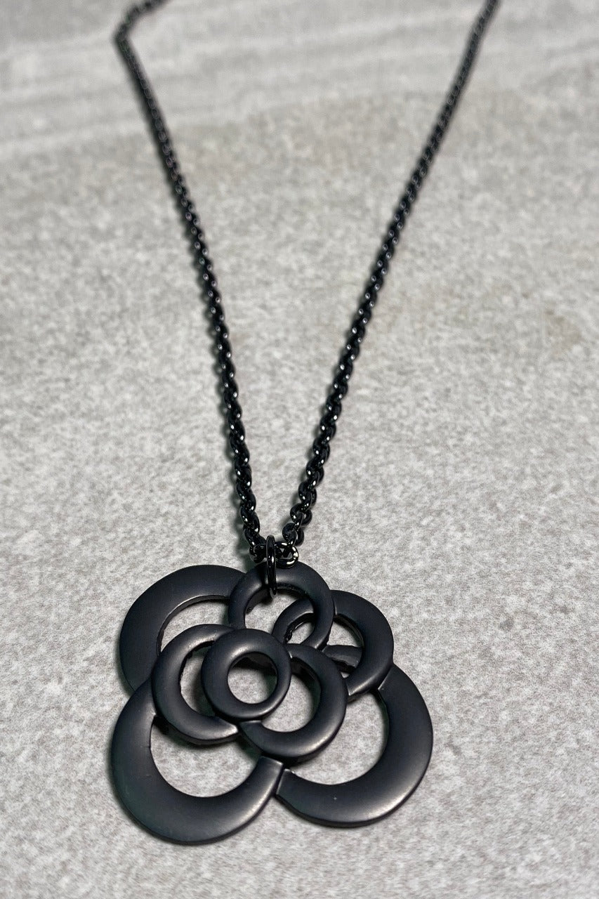 Matt Hematite Flower Necklace