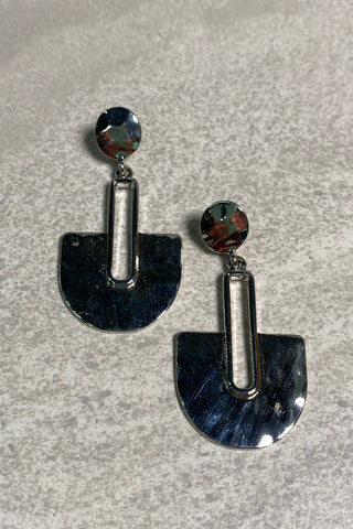 Geo Rhodium Earrings