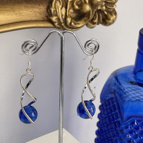 Upcycled Royal Blue Earrings