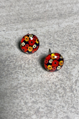 Red Poppy Studs