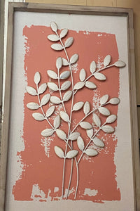 Coral & White Leaf Wall Art