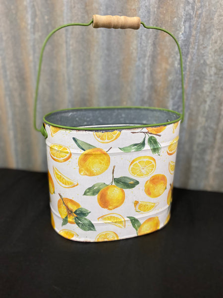 Lemons Tin Planter Bucket