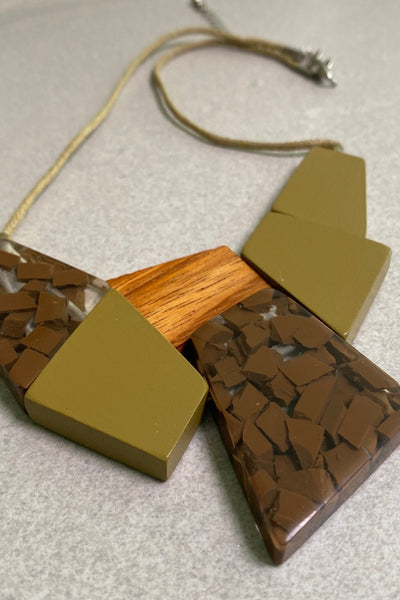 Wooden Tetris Necklace