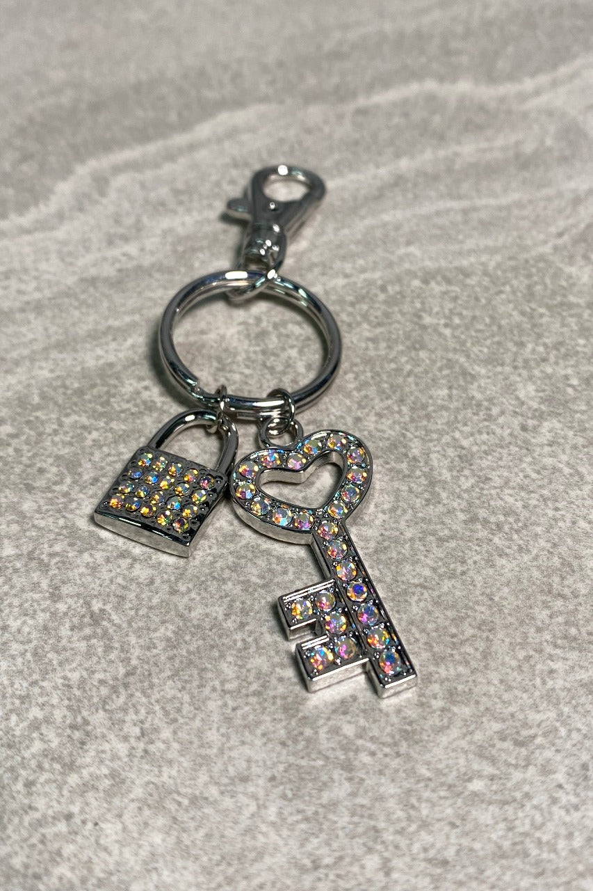 Crystal Key & Lock Keyring