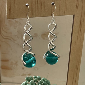 Upcycled Teal Drop Earrings