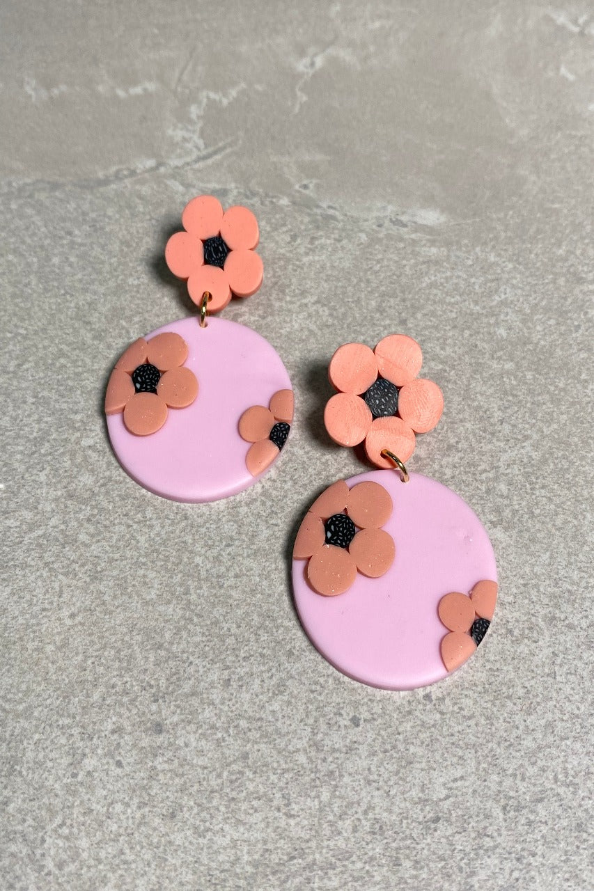 Pink Flower Garden Earrings