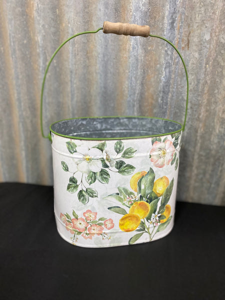 Lemons Tin Planter Bucket