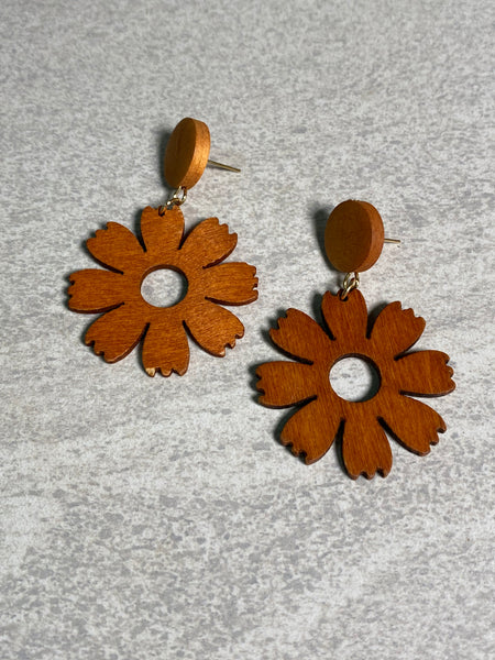 Wooden Daisy Earrings