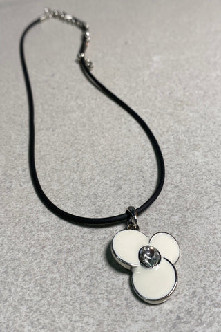 White Enamel Flower Necklace