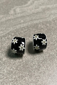 White Daisy Enamel Earrings