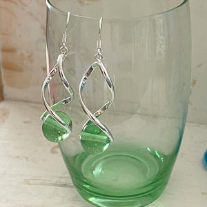 Upcycled Green Twist Earrings