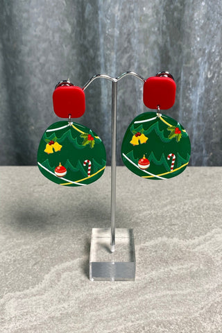 Christmas Disc Bauble Earrings