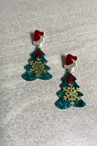 Santa Xmas Tree Earrings