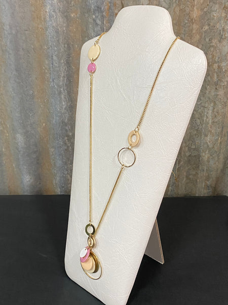 Pink Multi Ring Necklace