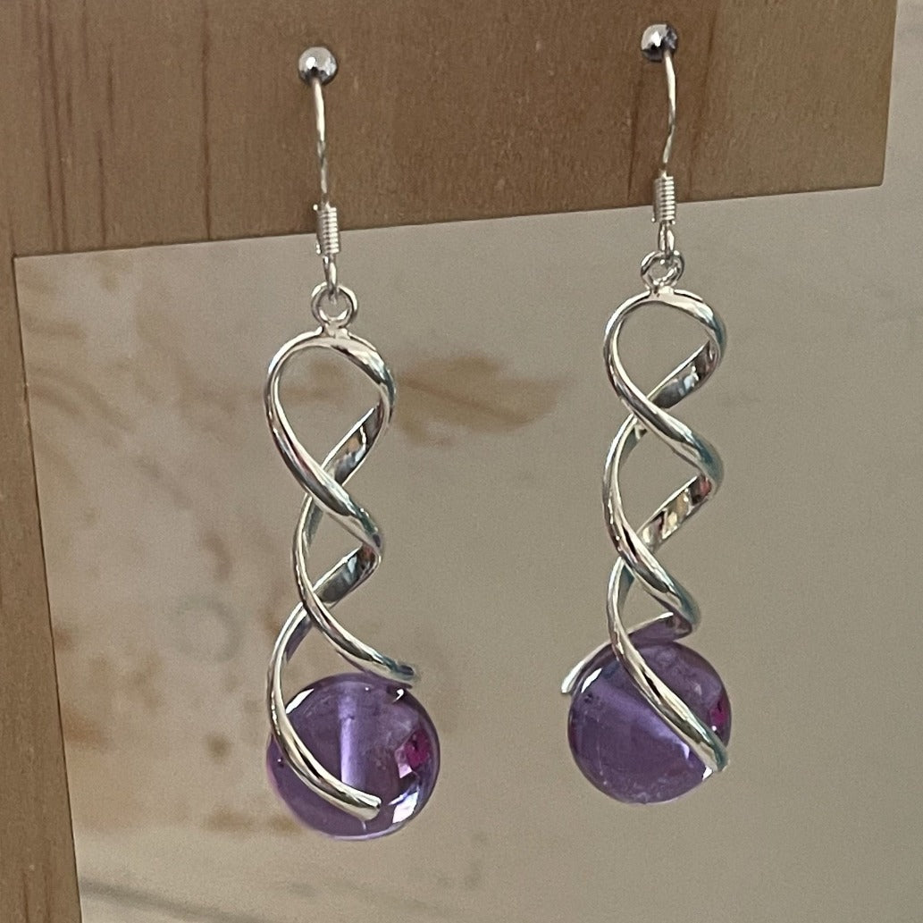Upcycled Violet Twist Earrings