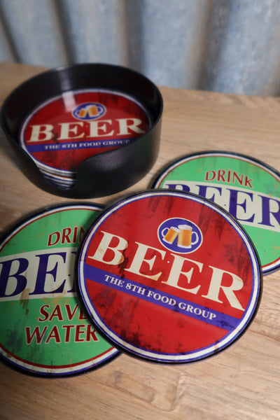 S/6 Glass Beer Coasters